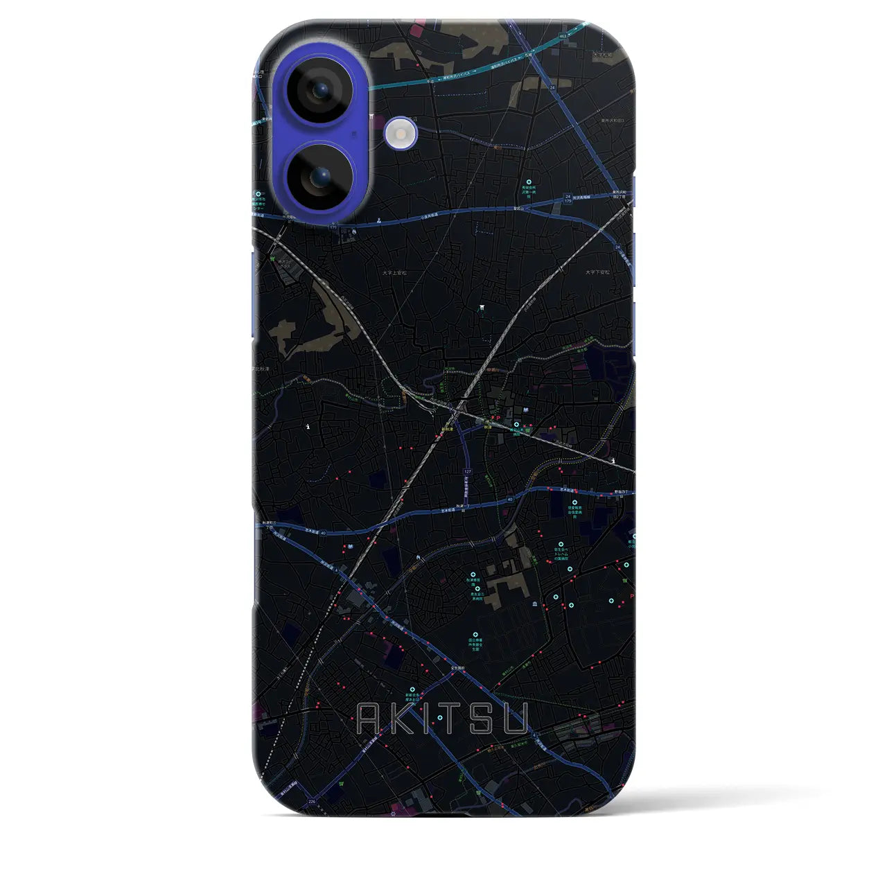 【秋津(東京都)】地図柄iPhoneケース(バックカバータイプ)