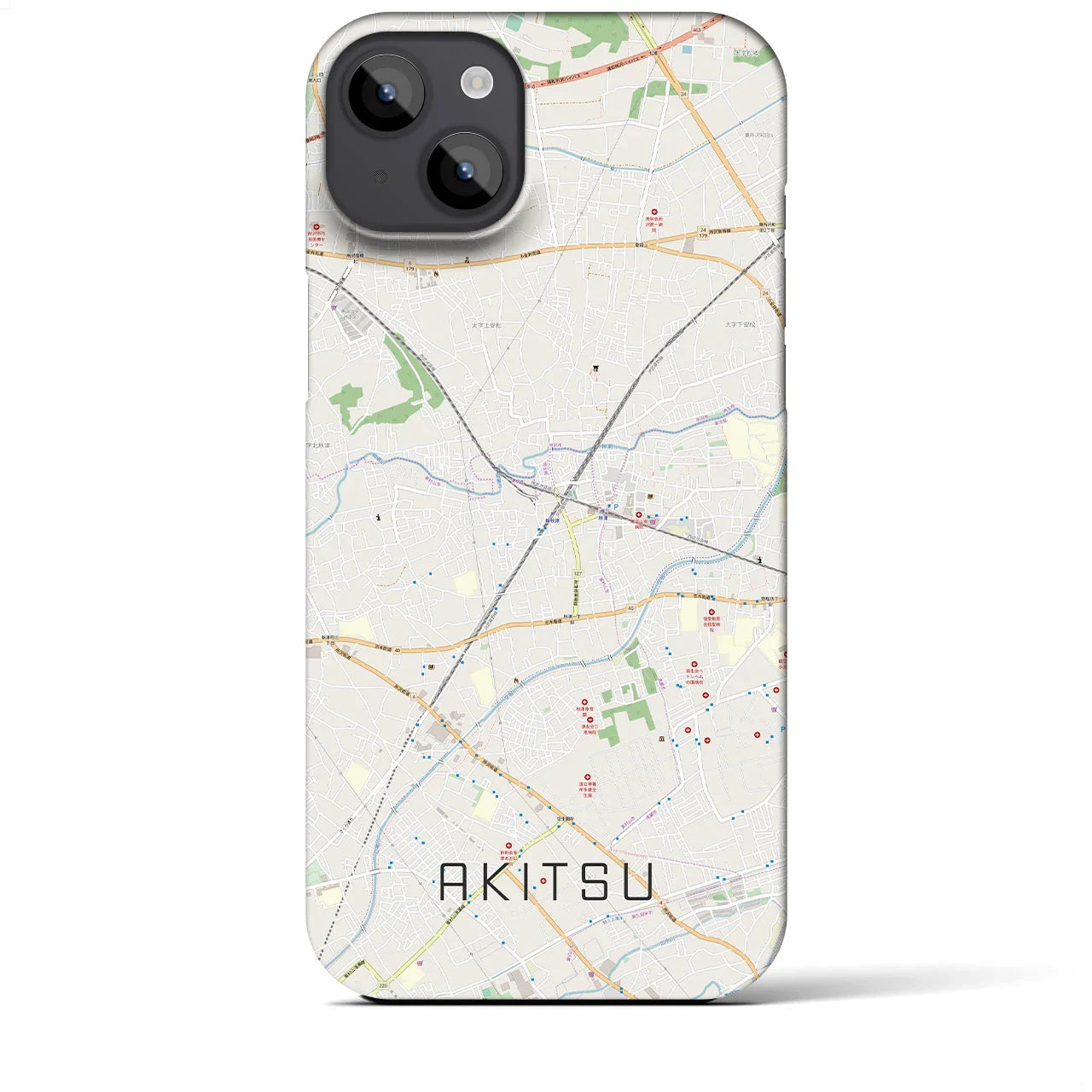 【秋津(東京都)】地図柄iPhoneケース(バックカバータイプ)