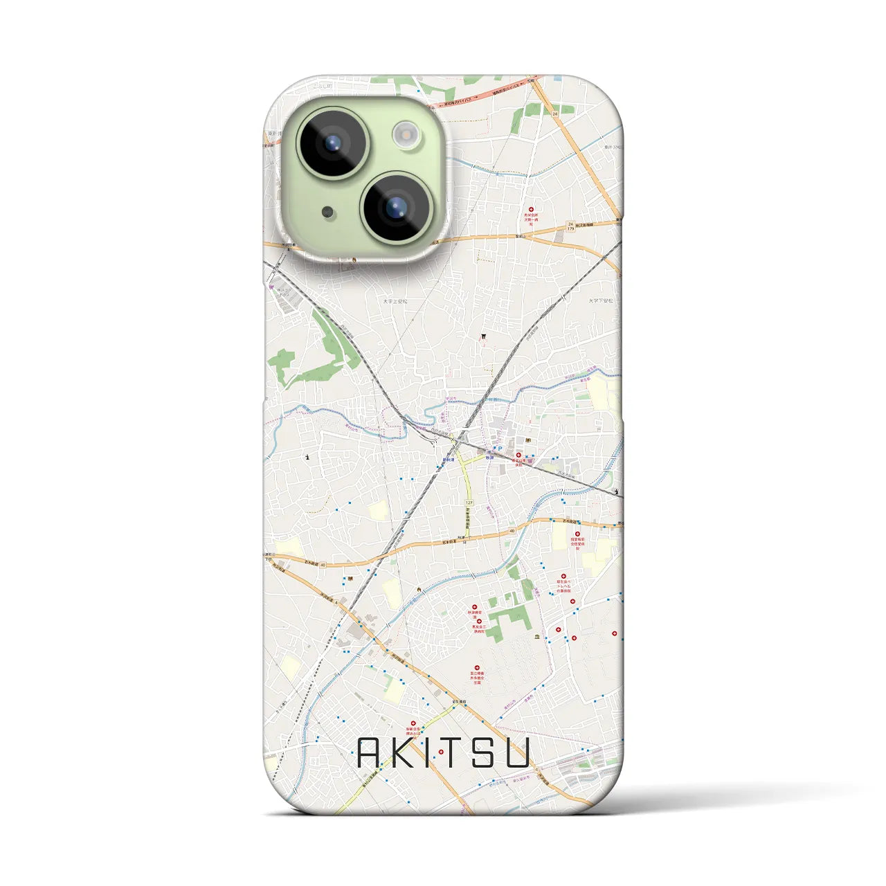 【秋津(東京都)】地図柄iPhoneケース(バックカバータイプ)