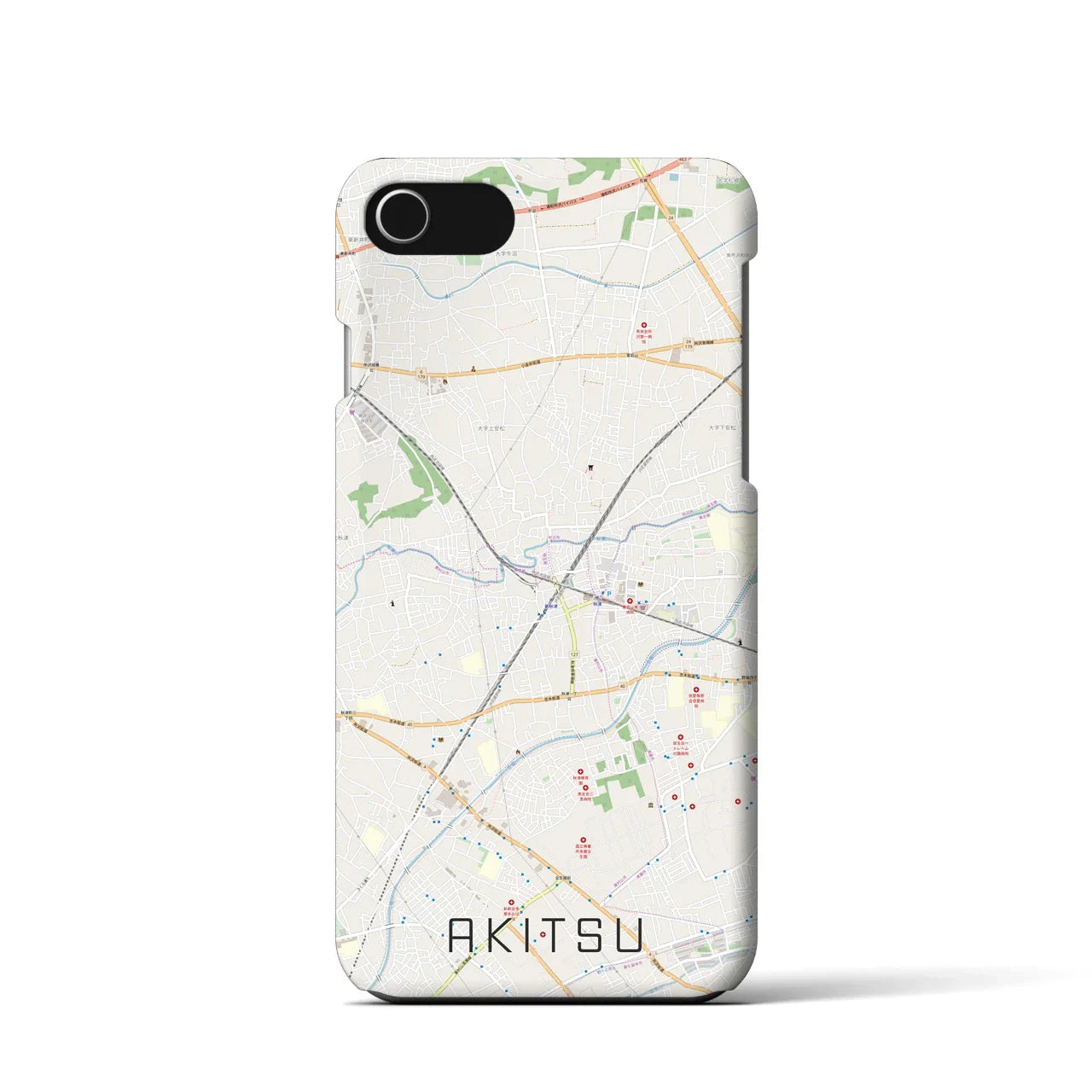 【秋津(東京都)】地図柄iPhoneケース(バックカバータイプ)