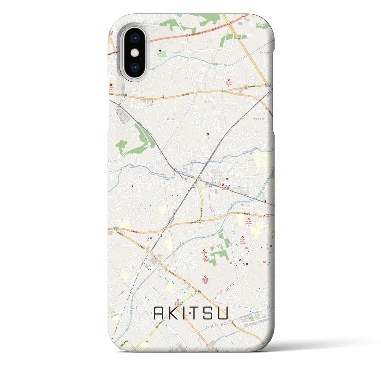 【秋津(東京都)】地図柄iPhoneケース(バックカバータイプ)