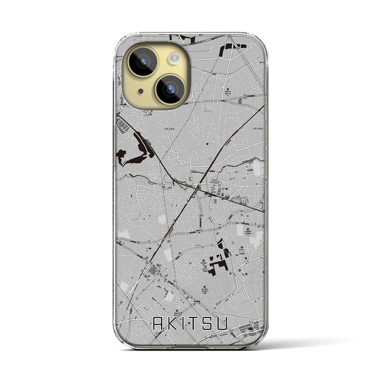 【秋津(東京都)】地図柄iPhoneケース(クリアタイプ)