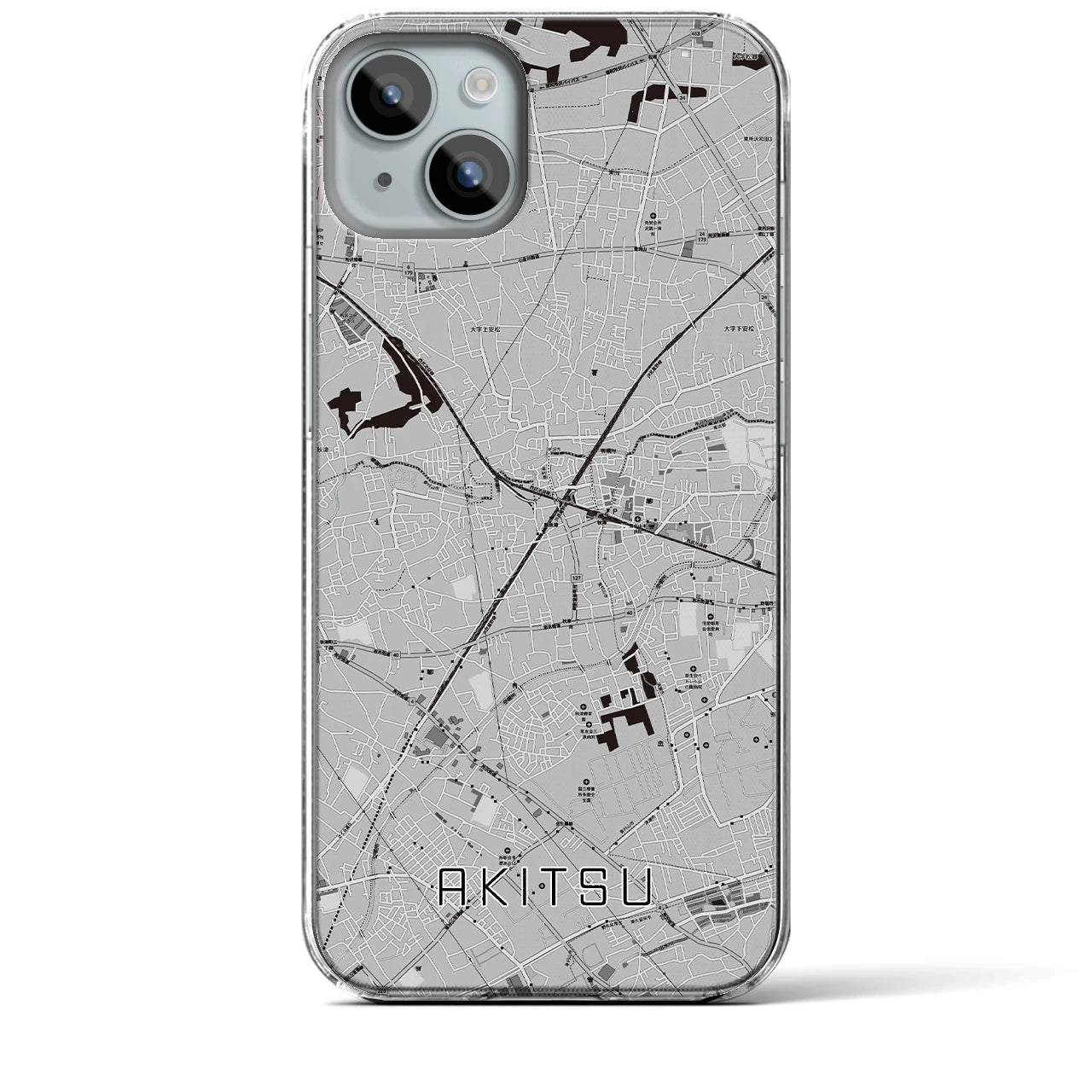 【秋津(東京都)】地図柄iPhoneケース(クリアタイプ)