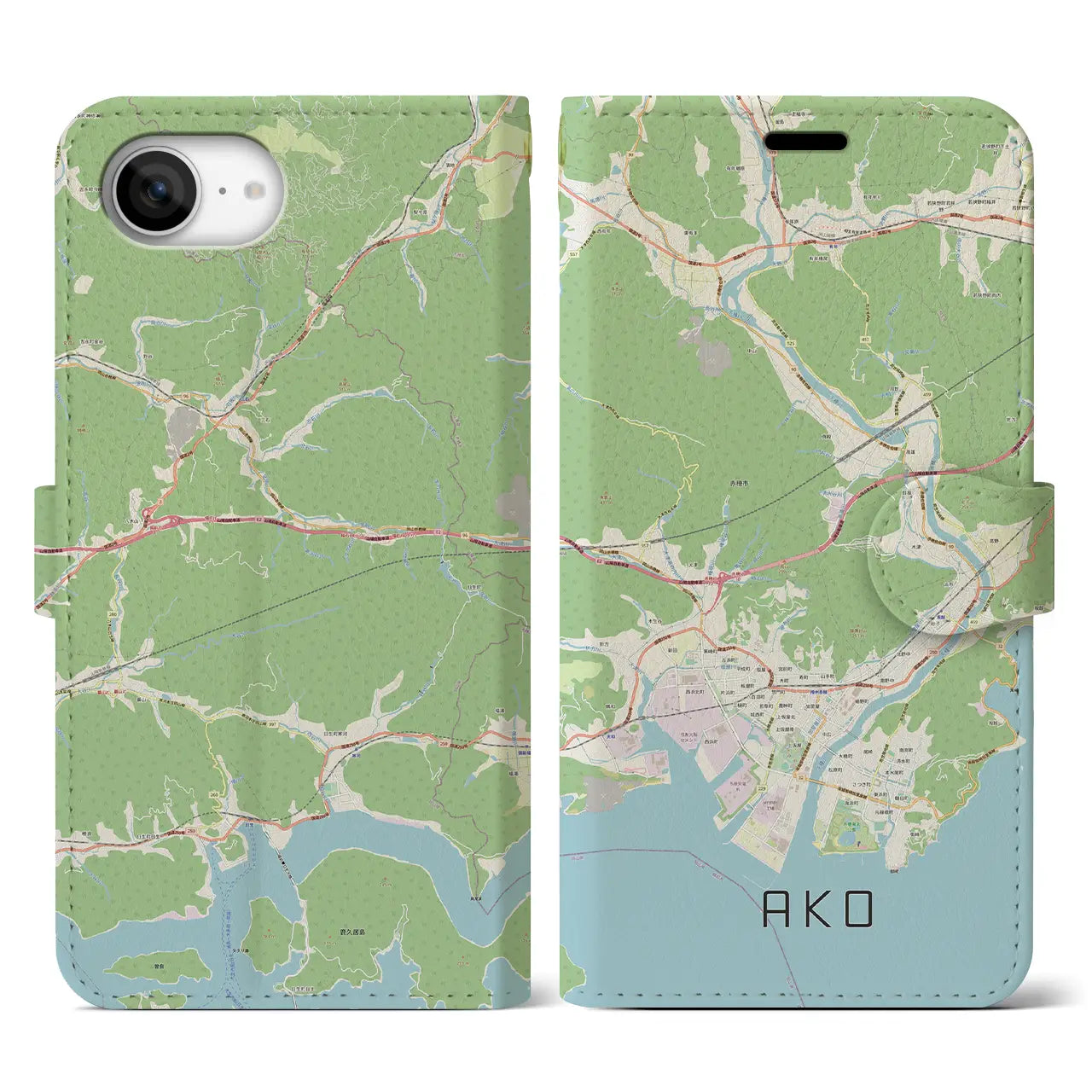 【赤穂(兵庫県)】地図柄iPhoneケース(手帳タイプ)