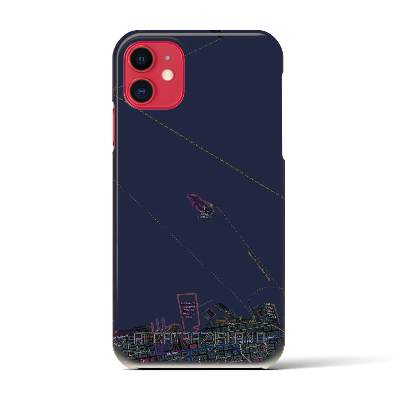 【アルカトラズ島(アメリカ)】地図柄iPhoneケース(バックカバータイプ)