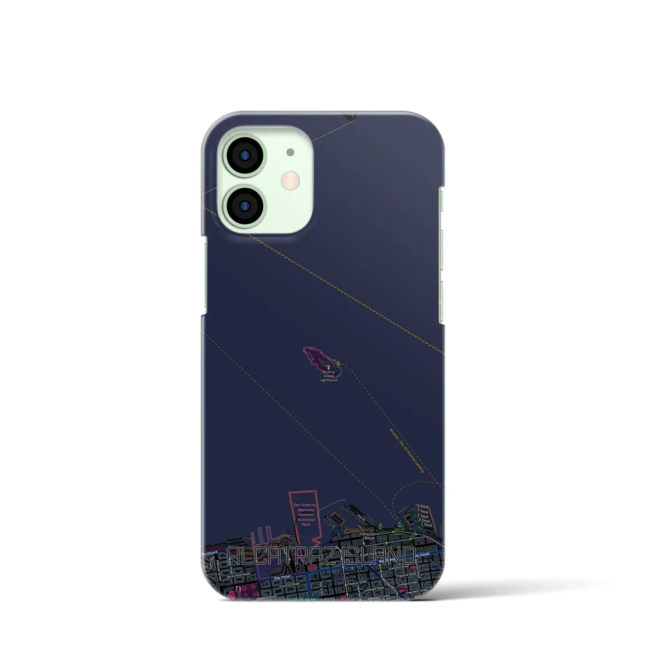 【アルカトラズ島(アメリカ)】地図柄iPhoneケース(バックカバータイプ)