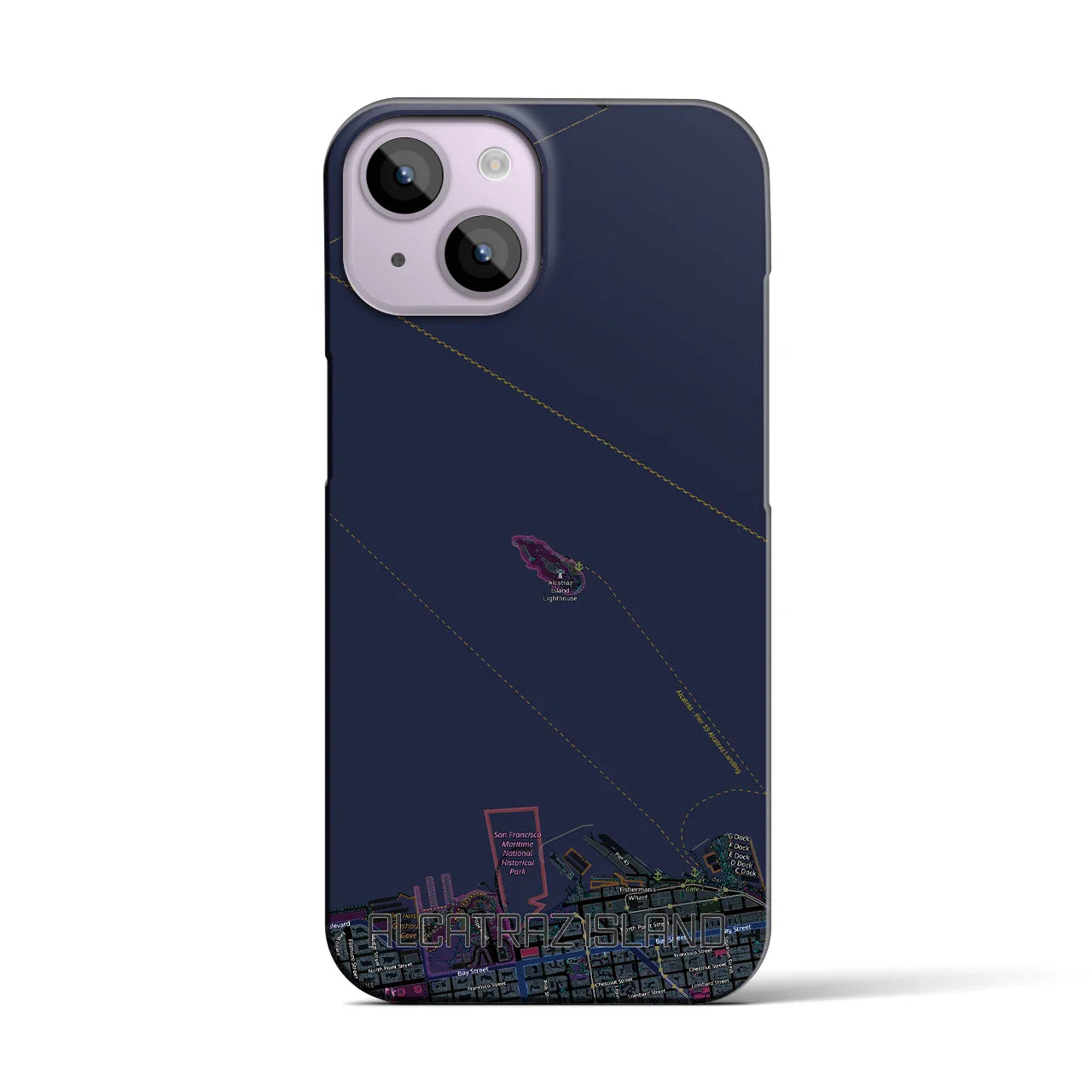 【アルカトラズ島(アメリカ)】地図柄iPhoneケース(バックカバータイプ)