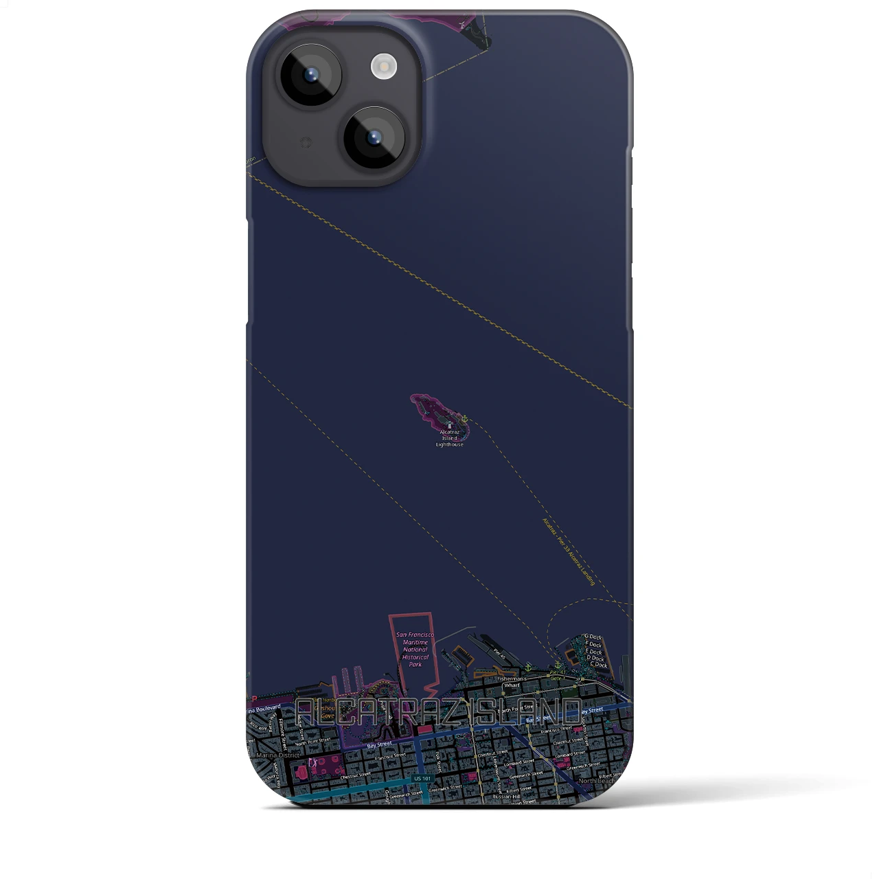 【アルカトラズ島(アメリカ)】地図柄iPhoneケース(バックカバータイプ)