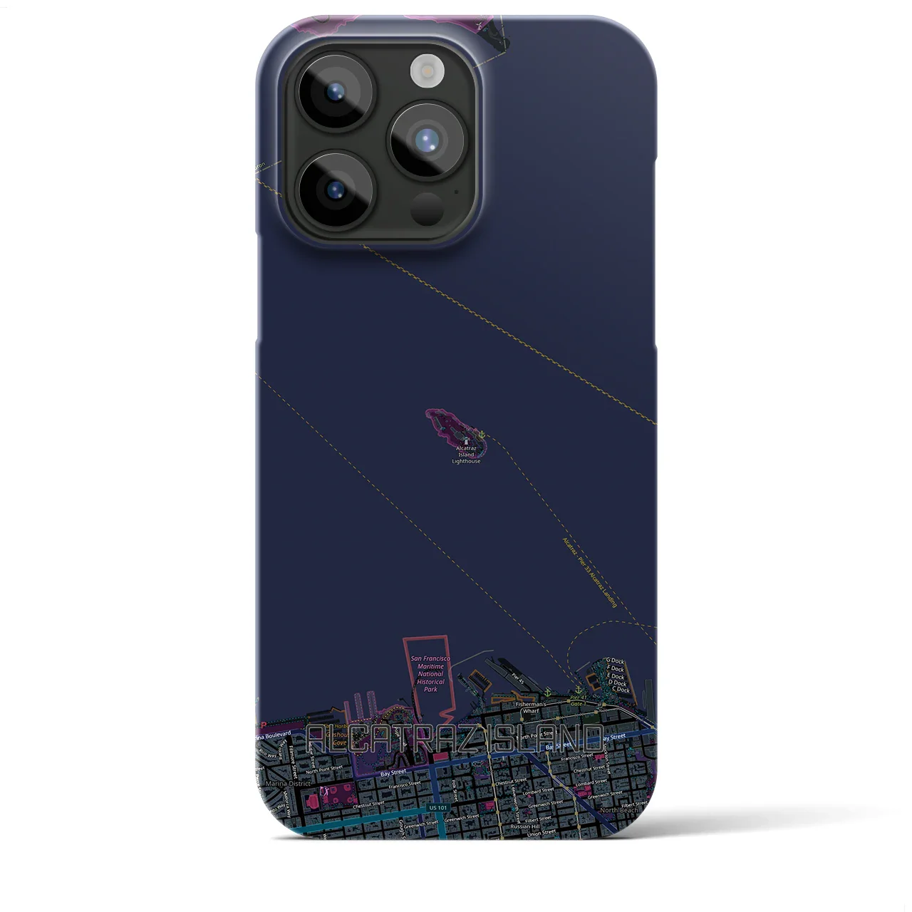 【アルカトラズ島(アメリカ)】地図柄iPhoneケース(バックカバータイプ)