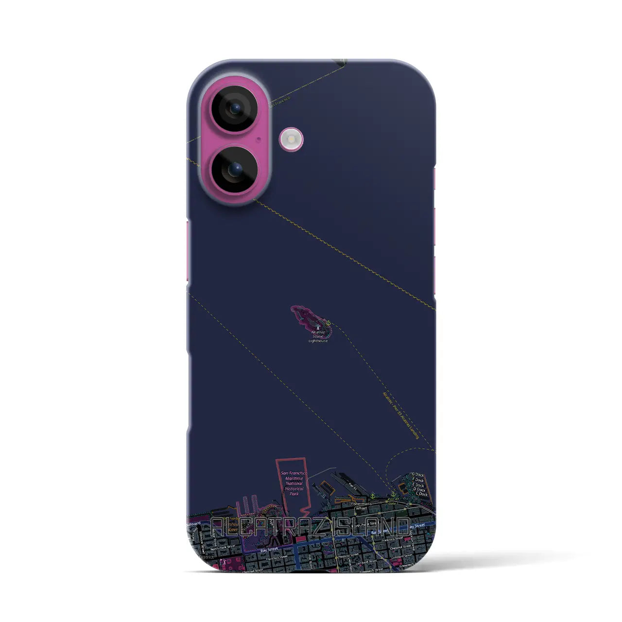 【アルカトラズ島(アメリカ)】地図柄iPhoneケース(バックカバータイプ)