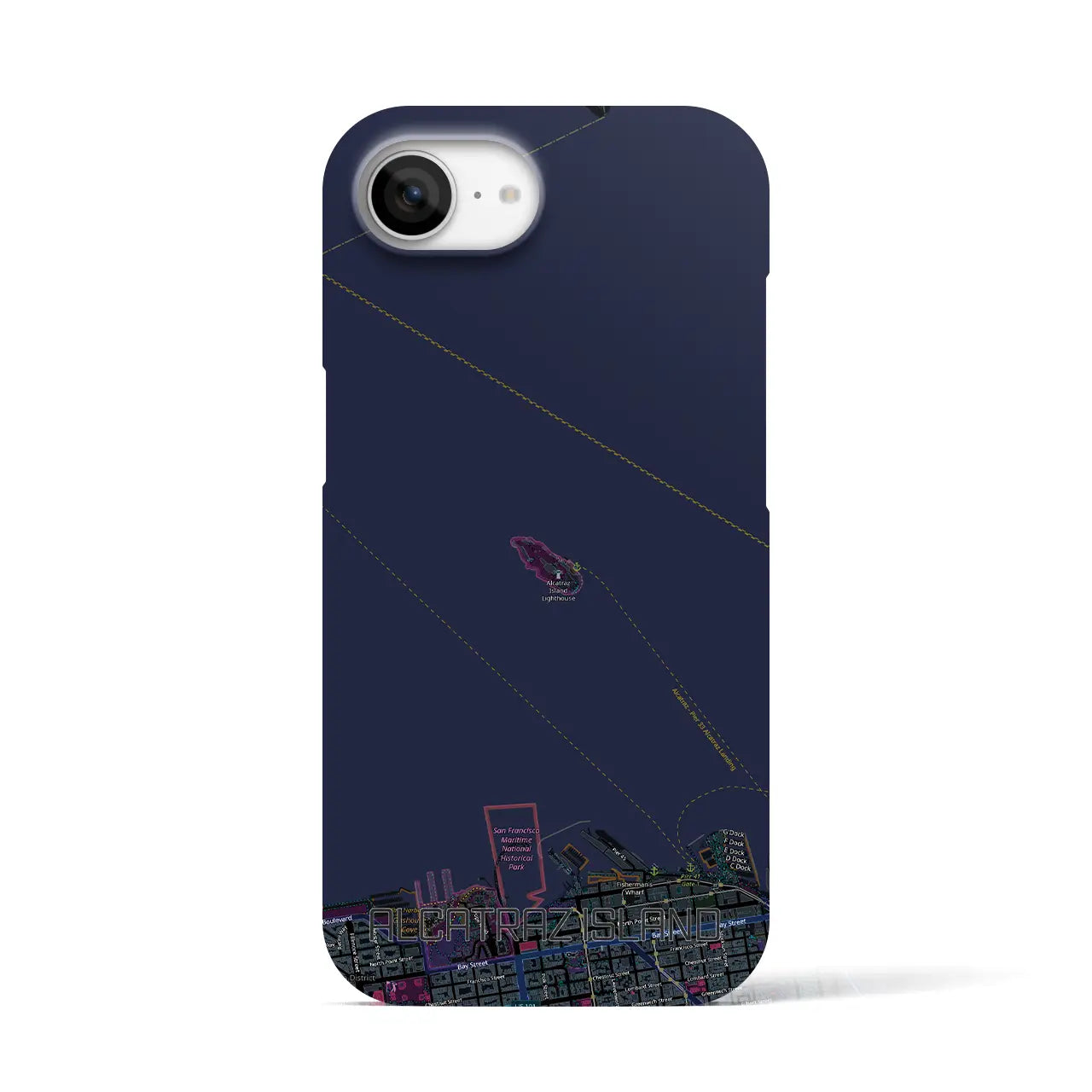 【アルカトラズ島(アメリカ)】地図柄iPhoneケース(バックカバータイプ)