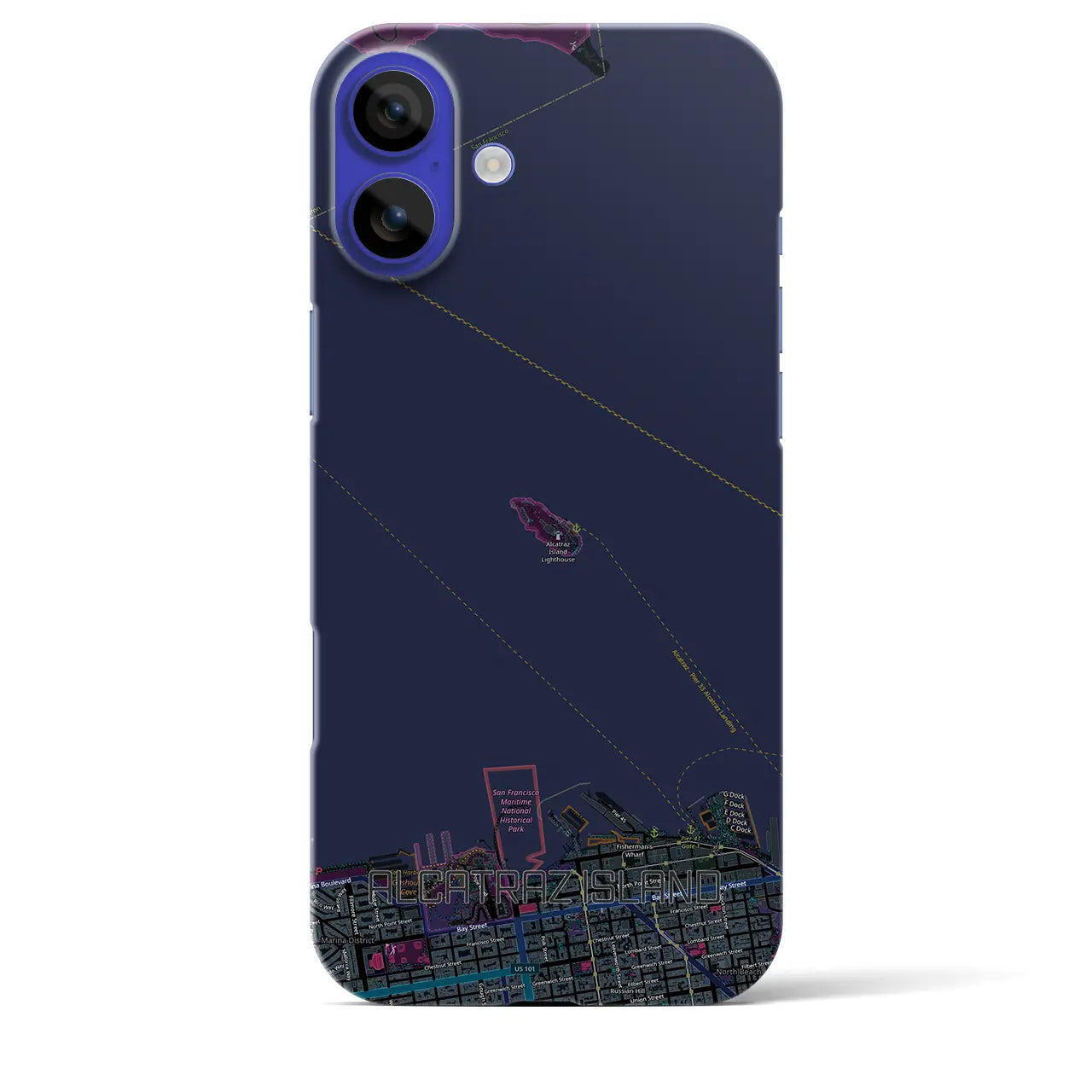 【アルカトラズ島(アメリカ)】地図柄iPhoneケース(バックカバータイプ)