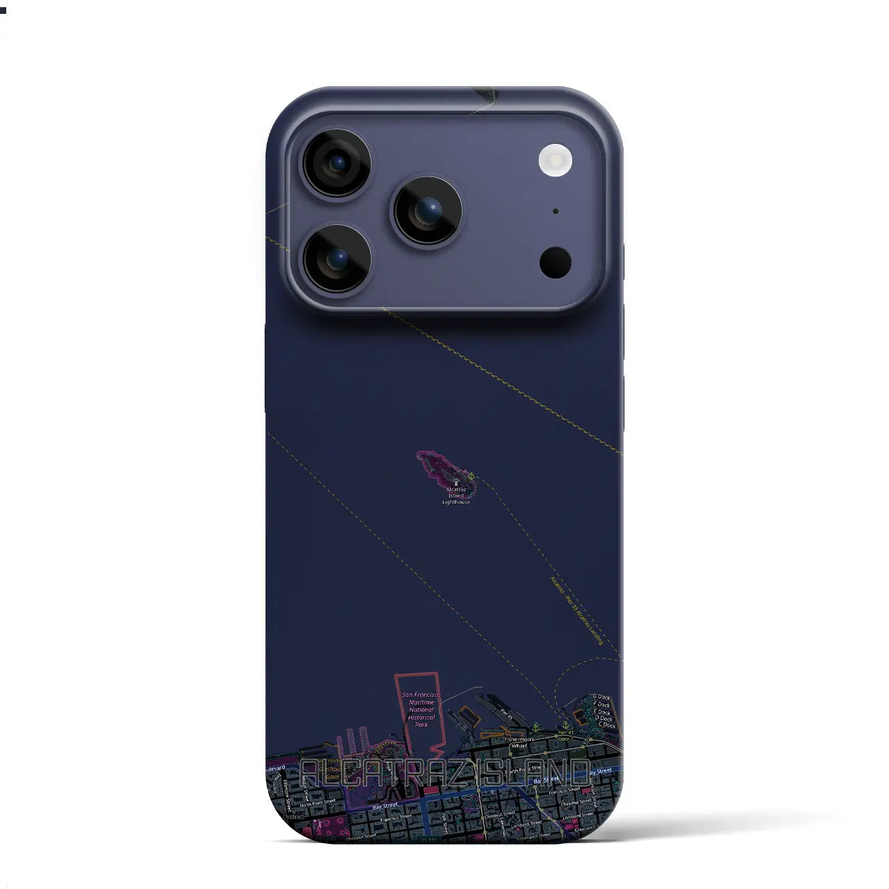 【アルカトラズ島(アメリカ)】地図柄iPhoneケース(バックカバータイプ)