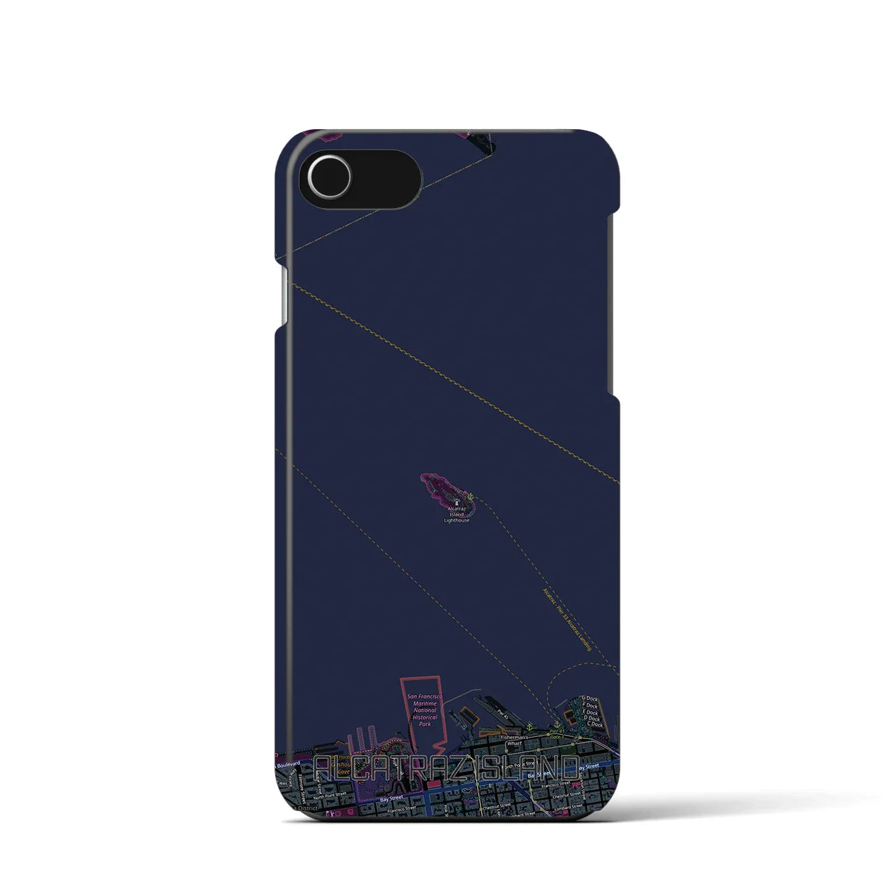 【アルカトラズ島(アメリカ)】地図柄iPhoneケース(バックカバータイプ)