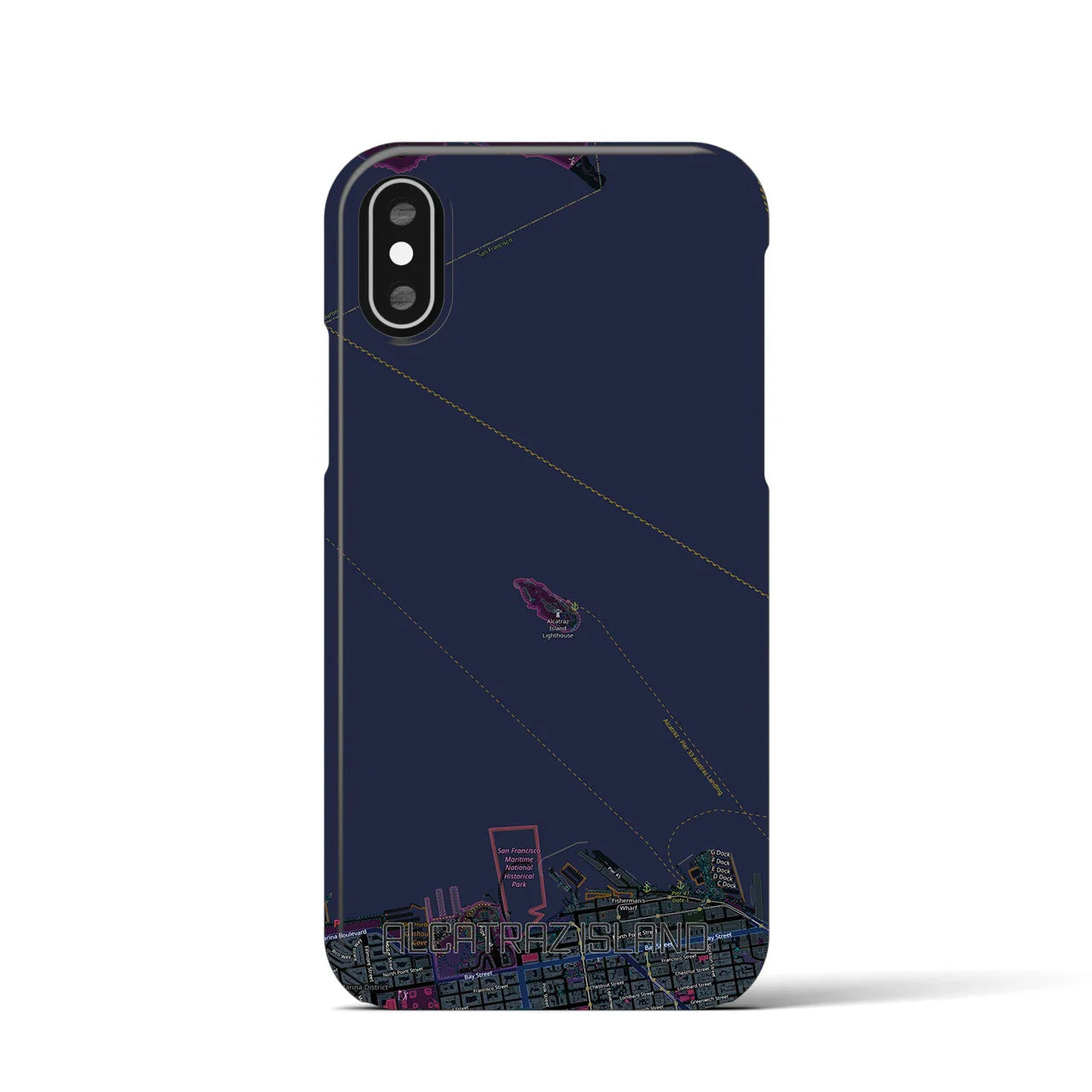 【アルカトラズ島(アメリカ)】地図柄iPhoneケース(バックカバータイプ)