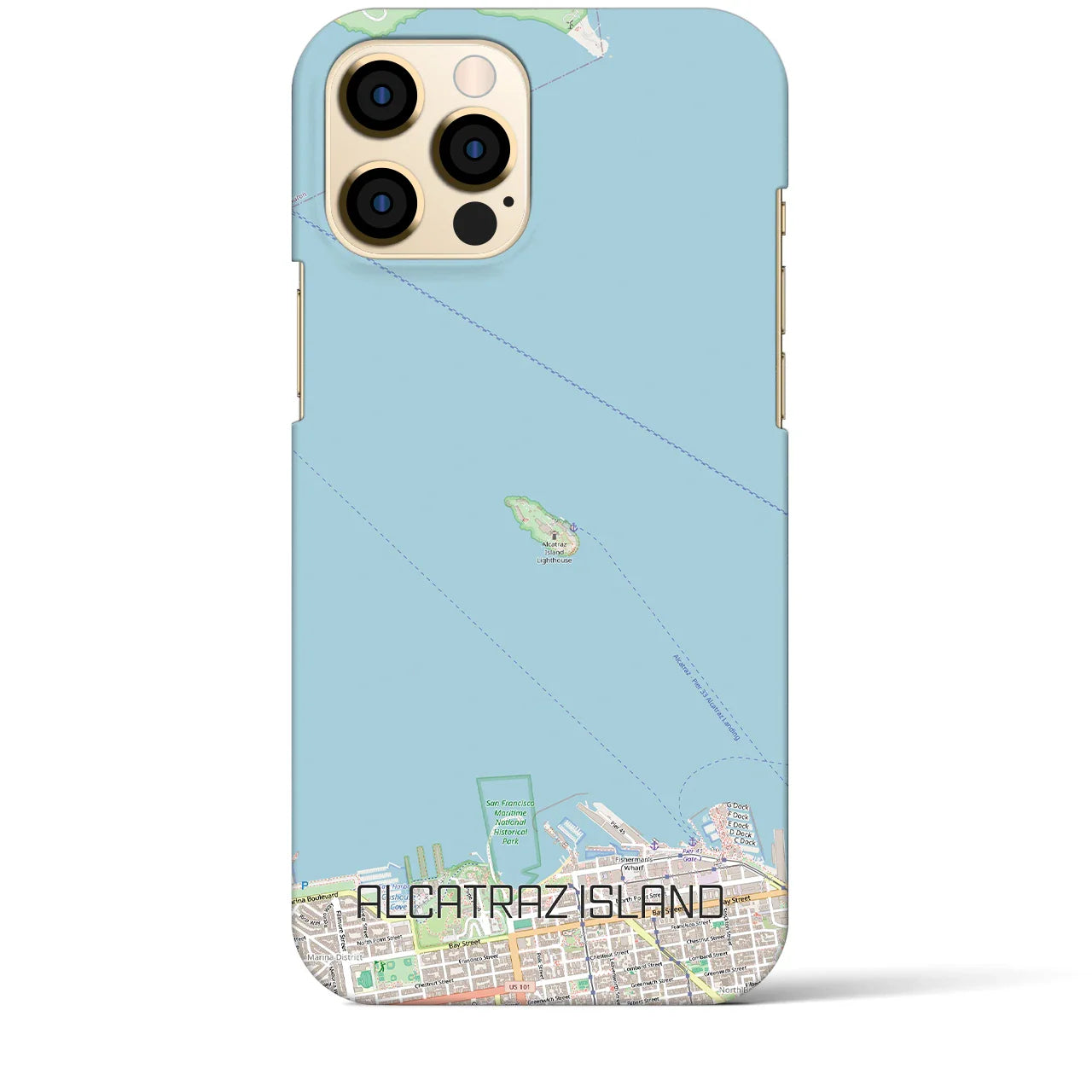 【アルカトラズ島(アメリカ)】地図柄iPhoneケース(バックカバータイプ)