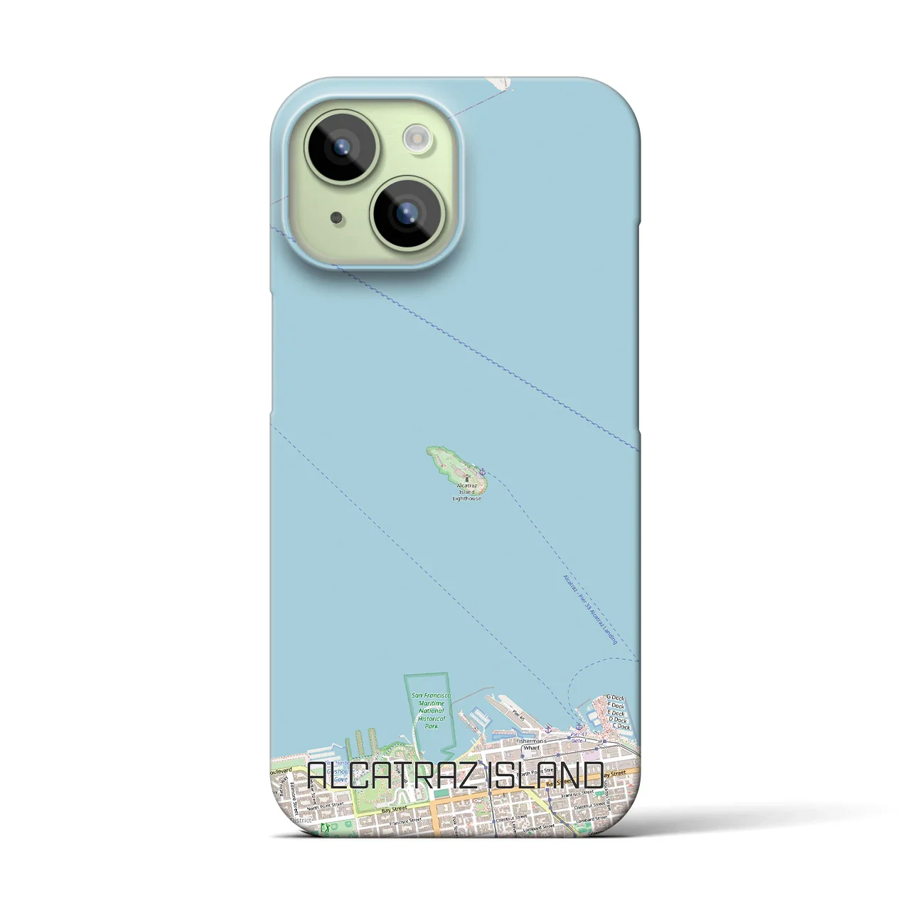 【アルカトラズ島(アメリカ)】地図柄iPhoneケース(バックカバータイプ)