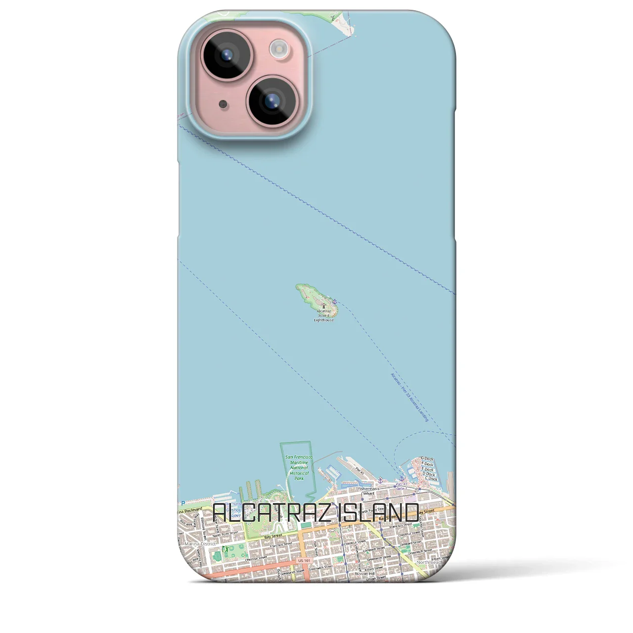 【アルカトラズ島(アメリカ)】地図柄iPhoneケース(バックカバータイプ)