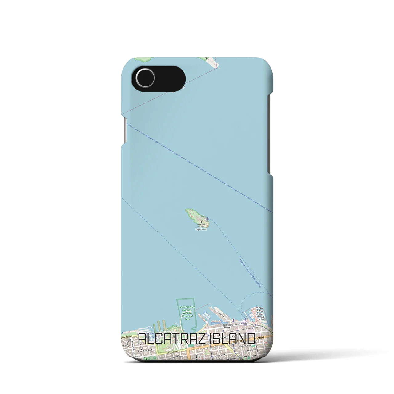 【アルカトラズ島(アメリカ)】地図柄iPhoneケース(バックカバータイプ)