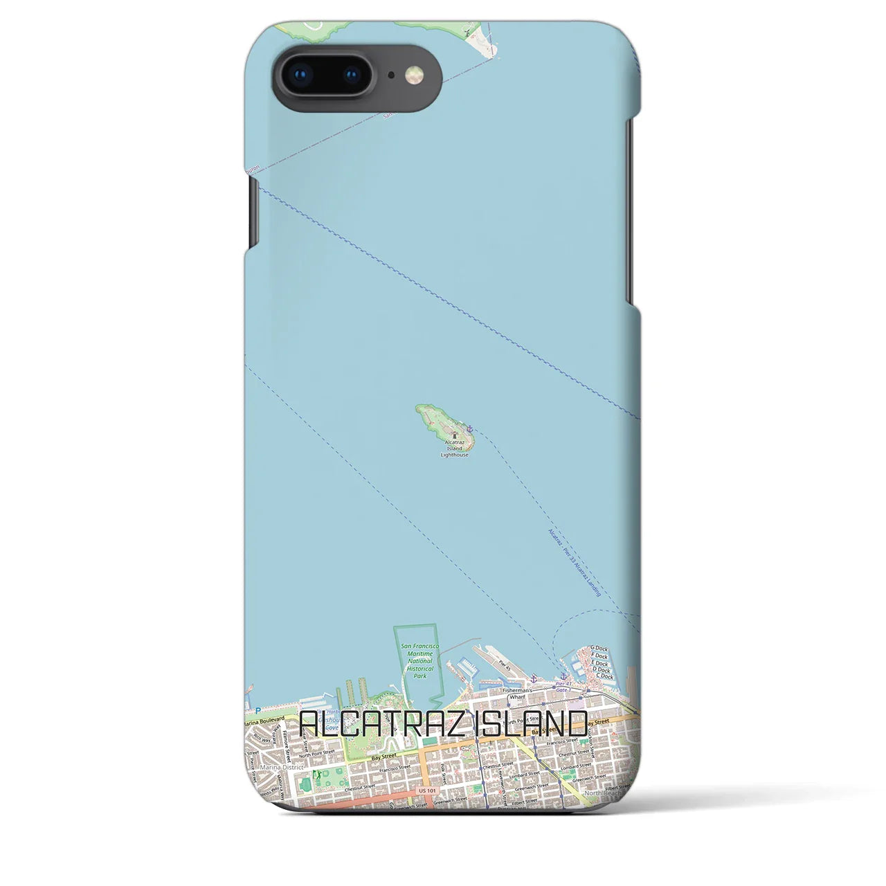 【アルカトラズ島(アメリカ)】地図柄iPhoneケース(バックカバータイプ)