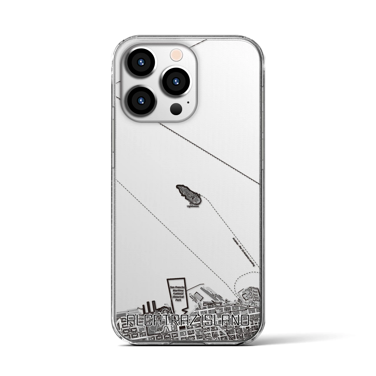 【アルカトラズ島(アメリカ)】地図柄iPhoneケース(クリアタイプ)