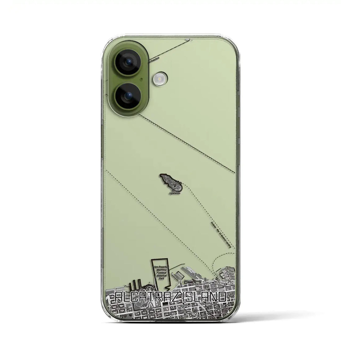 【アルカトラズ島(アメリカ)】地図柄iPhoneケース(クリアタイプ)モノトーン・iPhone 17 Pro Max 用