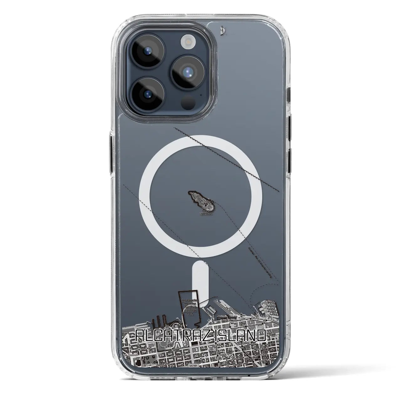 【アルカトラズ島(アメリカ)】地図柄iPhoneケース(MagSafeタイプ)
