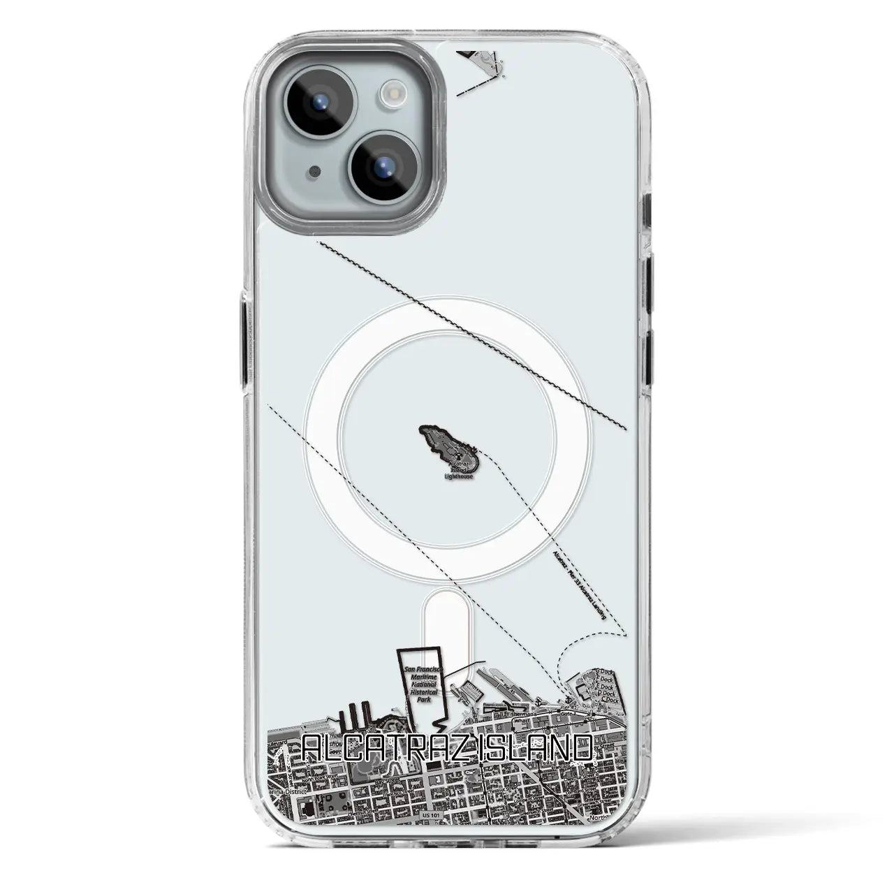 【アルカトラズ島(アメリカ)】地図柄iPhoneケース(MagSafeタイプ)