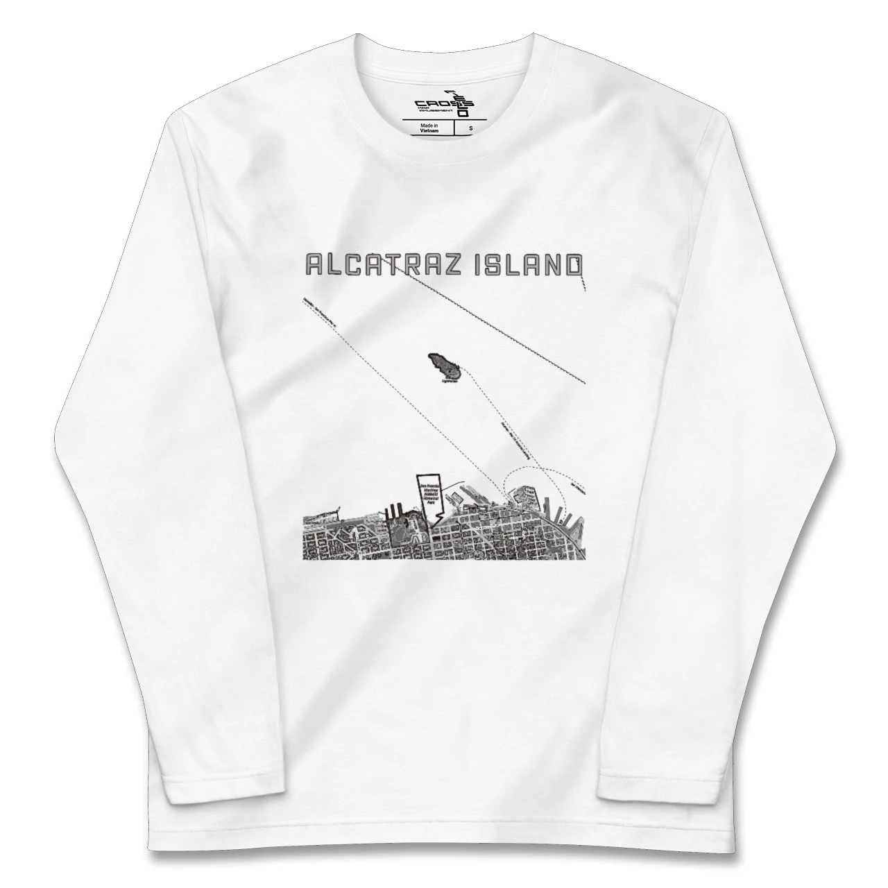 【アルカトラズ島(アメリカ)】地図柄ロングスリーブTシャツ