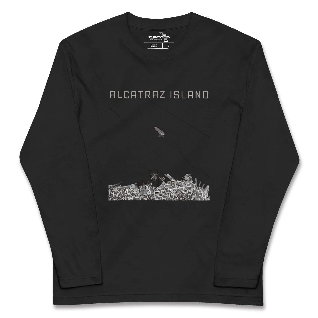 【アルカトラズ島(アメリカ)】地図柄ロングスリーブTシャツ
