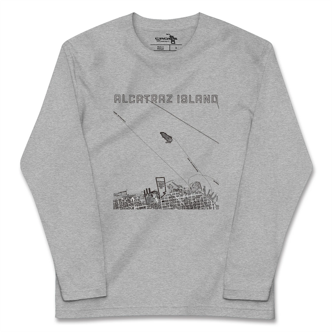 【アルカトラズ島(アメリカ)】地図柄ロングスリーブTシャツ
