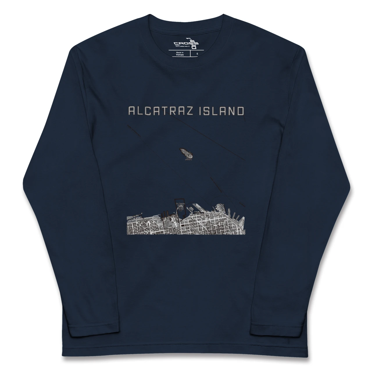 【アルカトラズ島(アメリカ)】地図柄ロングスリーブTシャツ