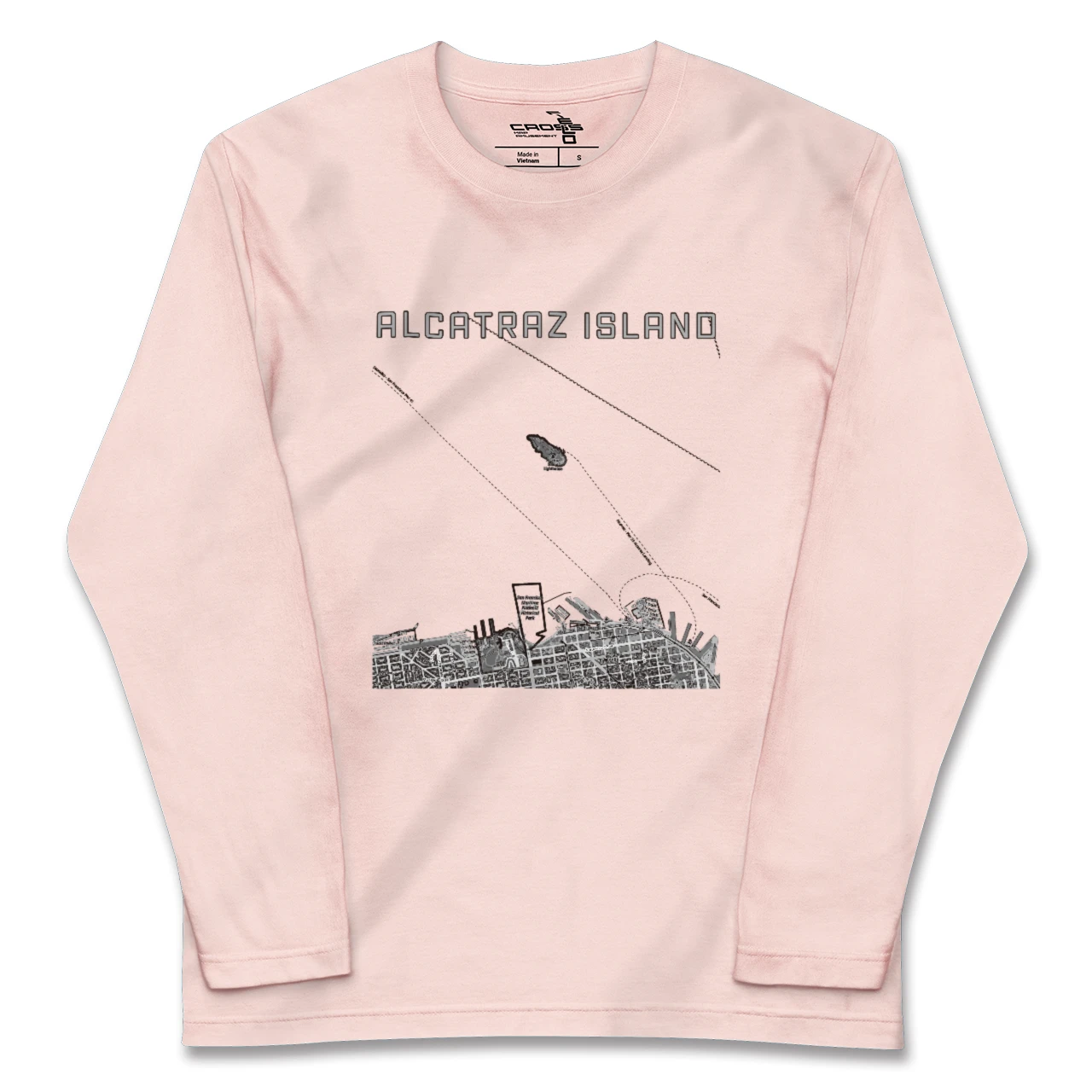 【アルカトラズ島(アメリカ)】地図柄ロングスリーブTシャツ