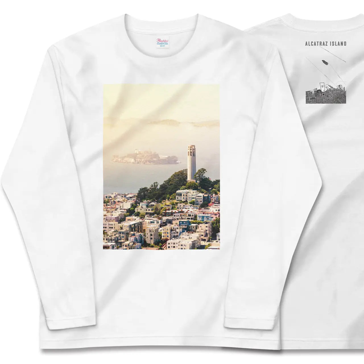 【アルカトラズ島(アメリカ)】Map World ロングスリーブTシャツ