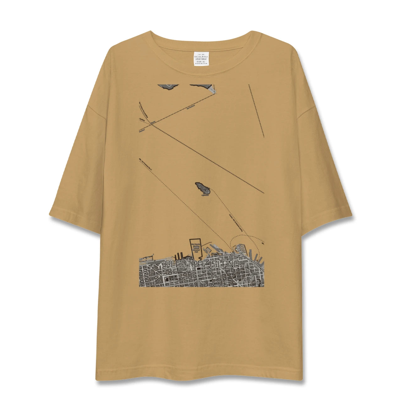 【アルカトラズ島(アメリカ)】地図柄ビッグシルエットTシャツ