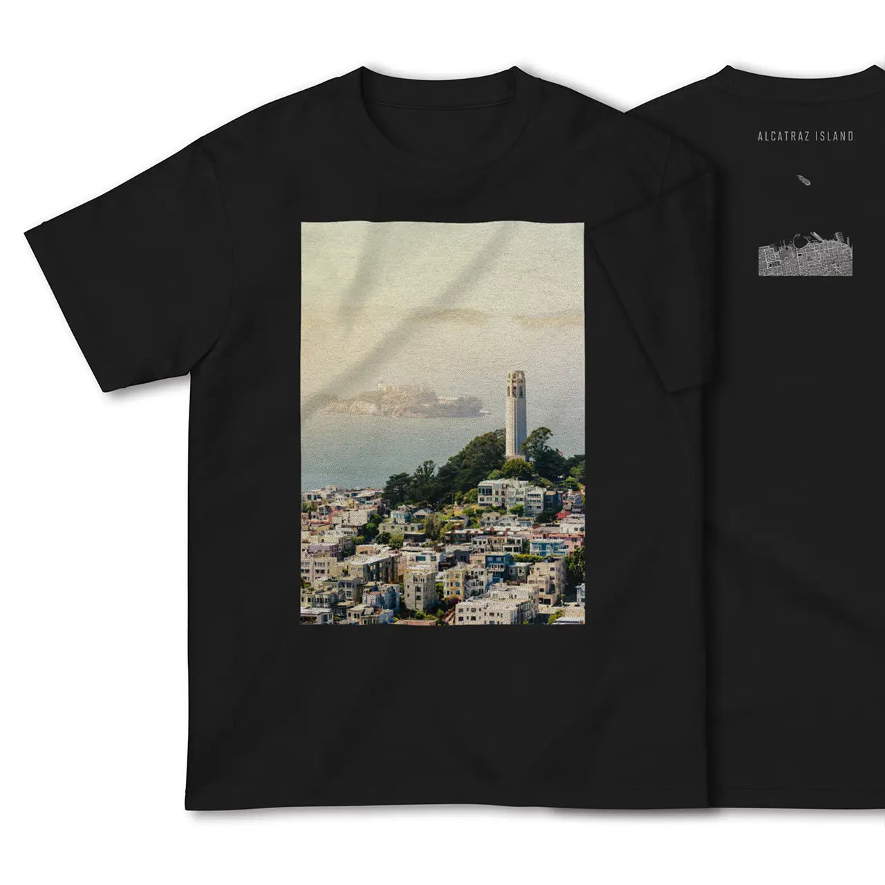 【アルカトラズ島(アメリカ)】Map World ハイクオリティTシャツ