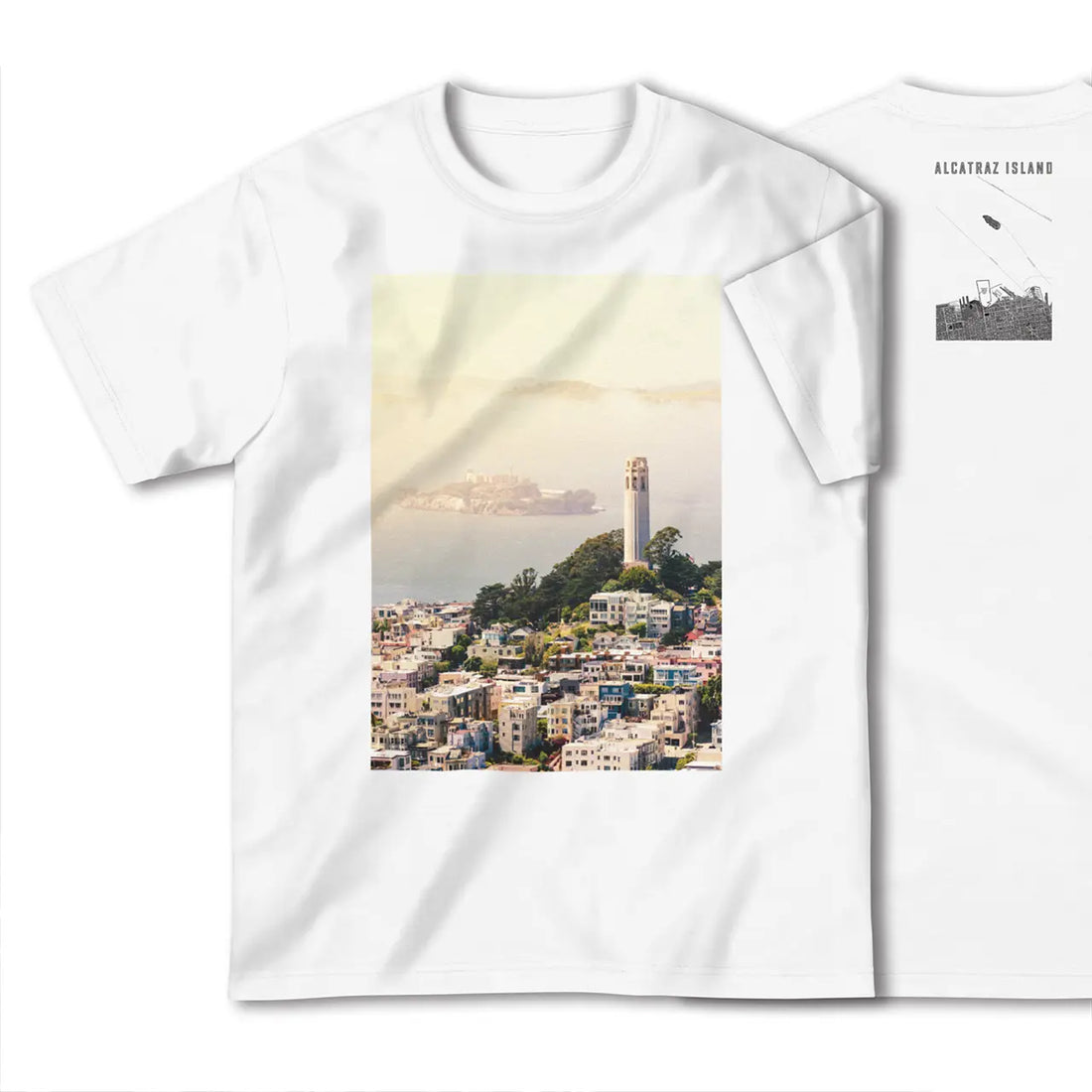 【アルカトラズ島(アメリカ)】Map World ハイクオリティTシャツ