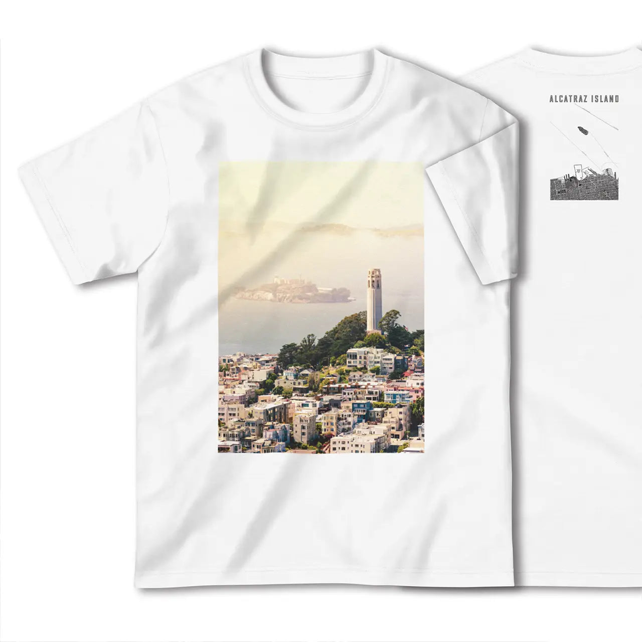 【アルカトラズ島(アメリカ)】Map World ハイクオリティTシャツ