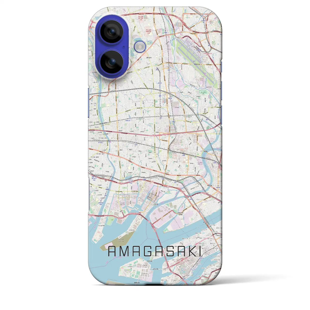 【尼崎(兵庫県)】地図柄iPhoneケース(バックカバータイプ)ブラック・iPhone 16 Pro Max 用