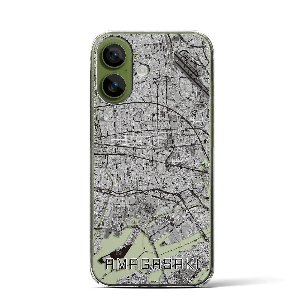 【尼崎(兵庫県)】地図柄iPhoneケース(クリアタイプ)モノトーン・iPhone 17 Pro Max 用