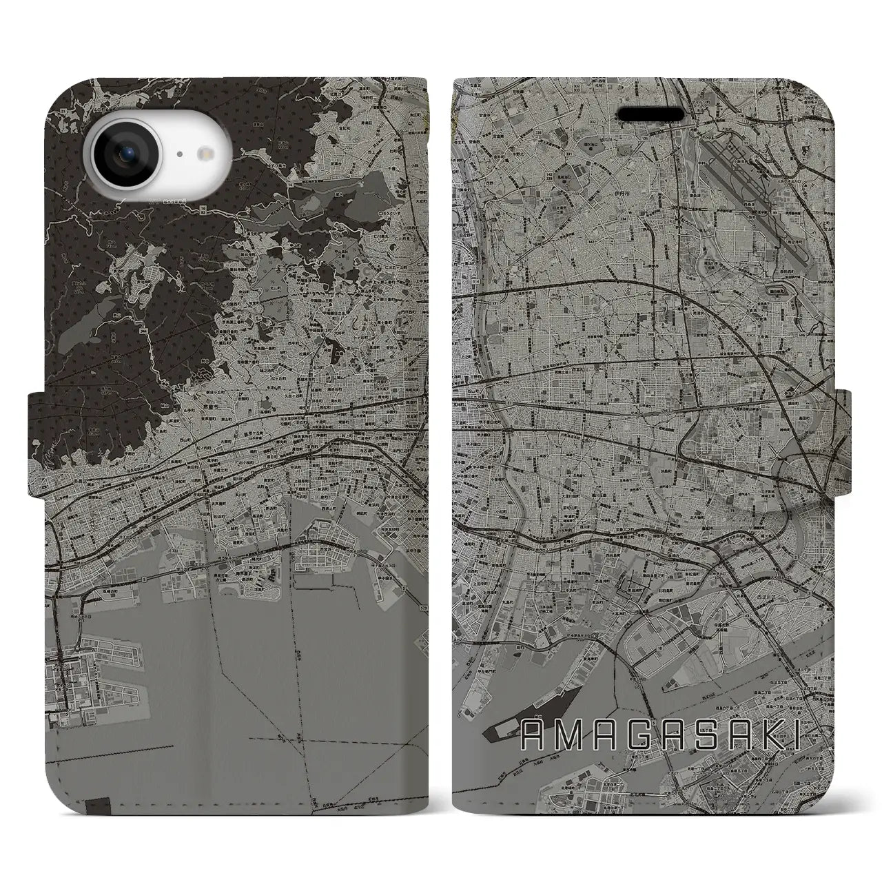 【尼崎(兵庫県)】地図柄iPhoneケース(手帳タイプ)