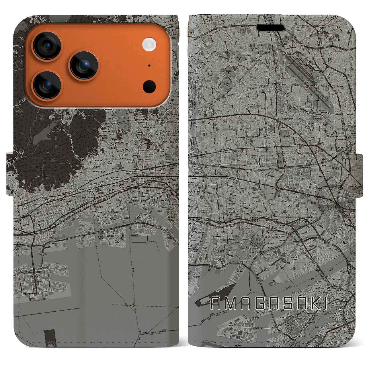 【尼崎(兵庫県)】地図柄iPhoneケース(手帳タイプ)