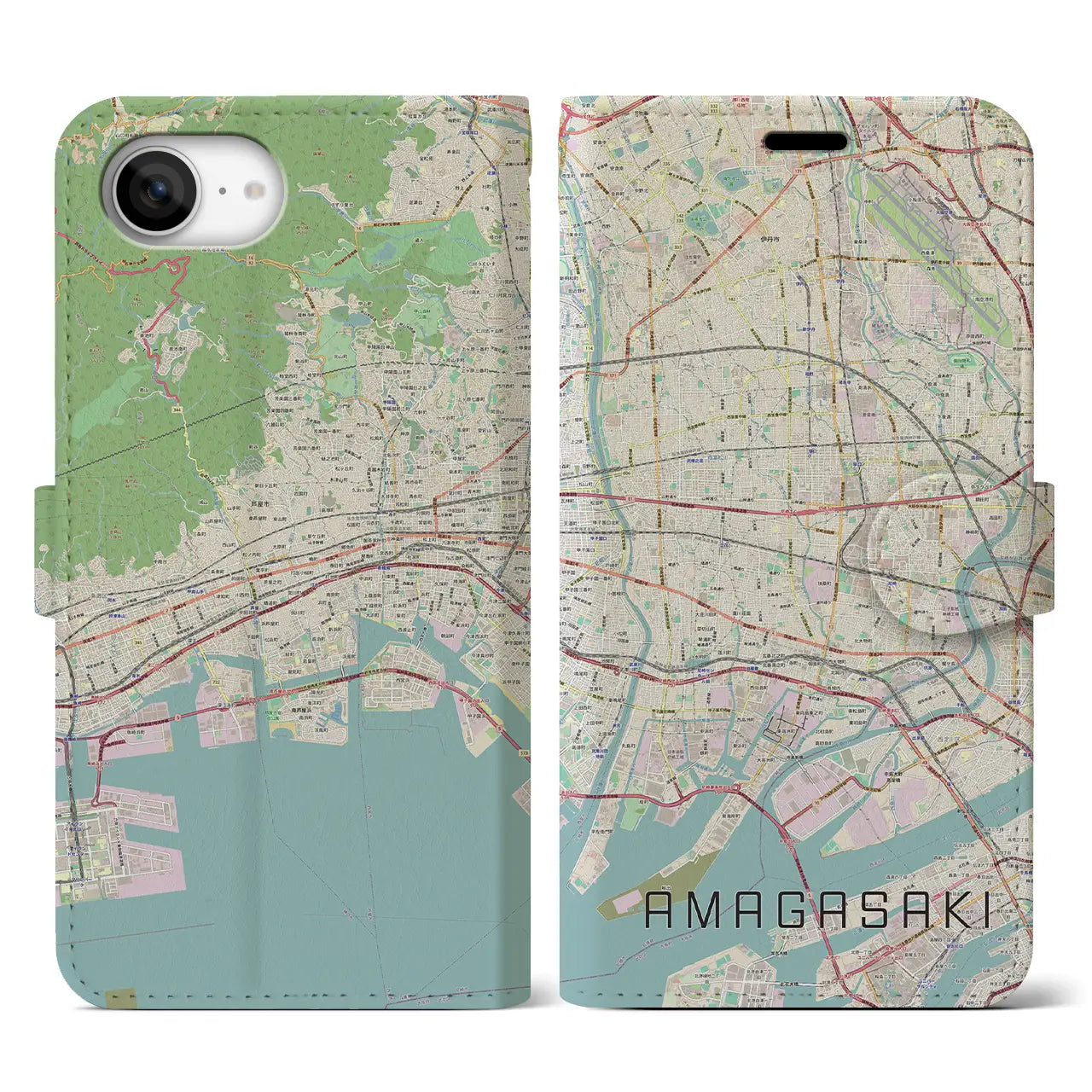 【尼崎(兵庫県)】地図柄iPhoneケース(手帳タイプ)