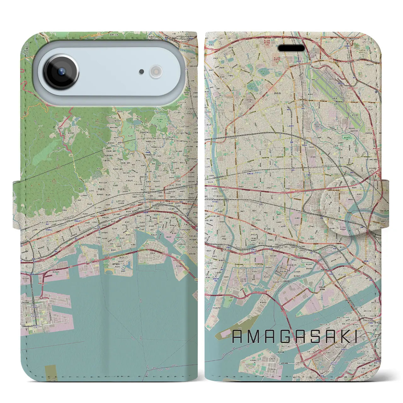 【尼崎(兵庫県)】地図柄iPhoneケース(手帳タイプ)