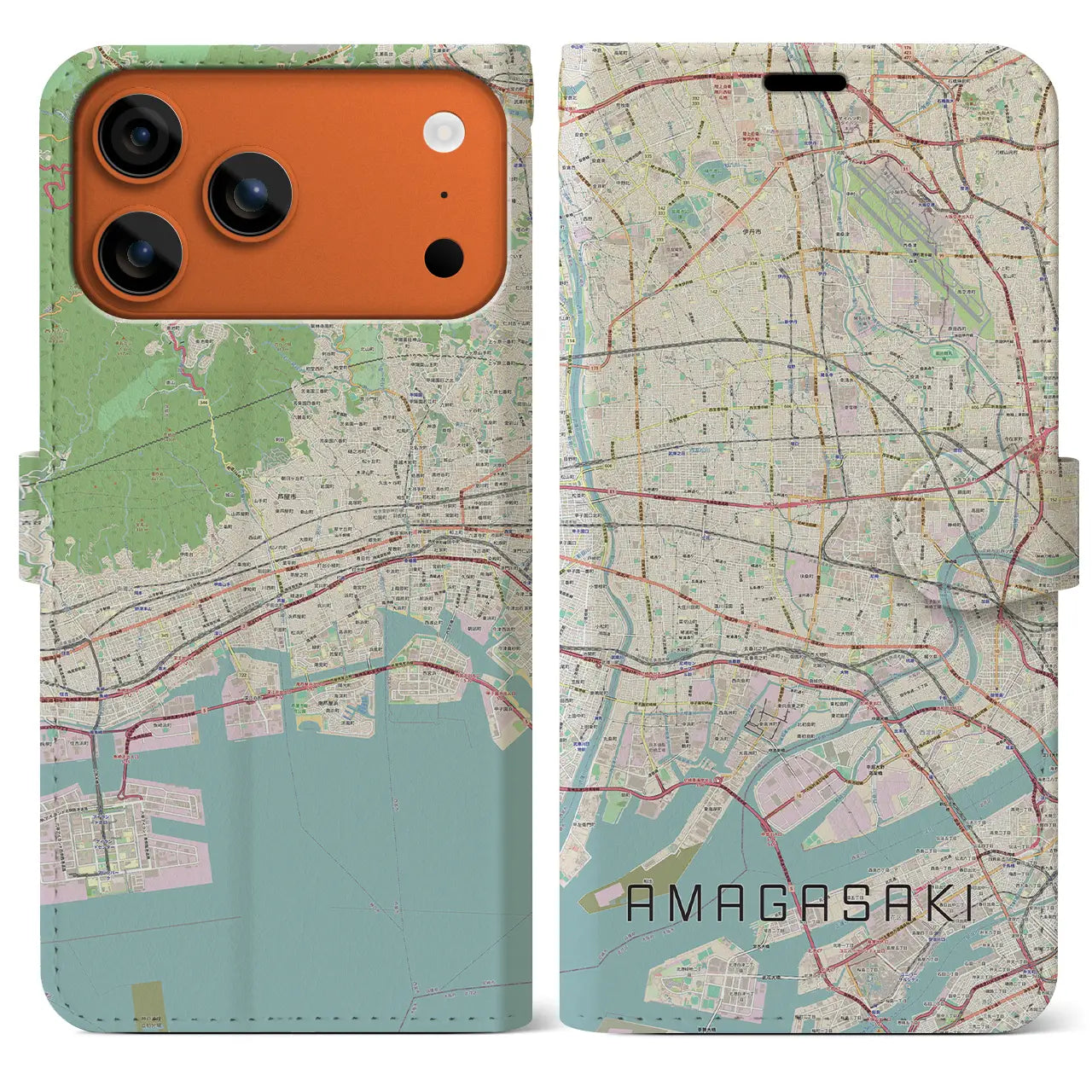 【尼崎(兵庫県)】地図柄iPhoneケース(手帳タイプ)