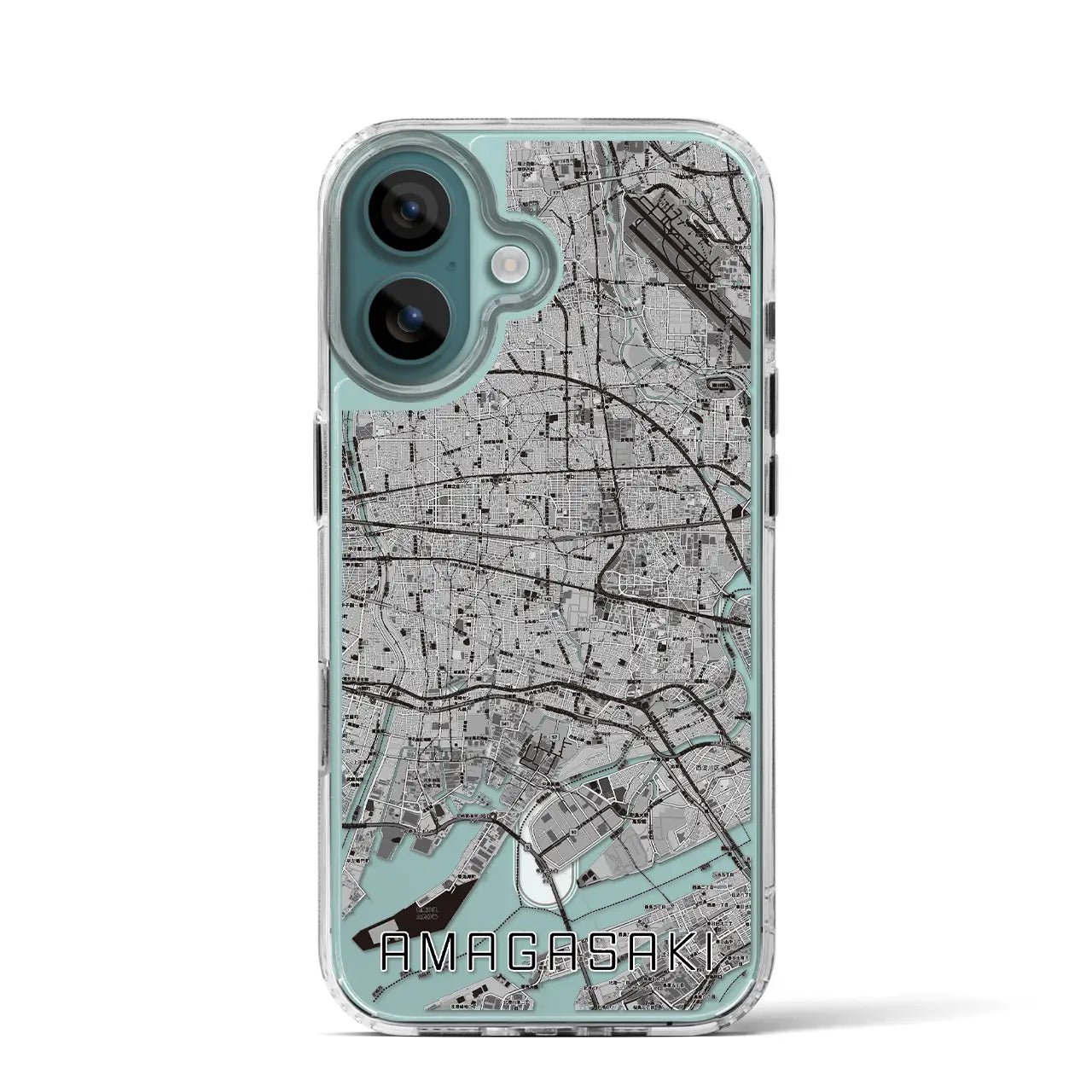 【尼崎(兵庫県)】地図柄iPhoneケース(MagSafeタイプ)モノトーン・iPhone 16 Pro 用