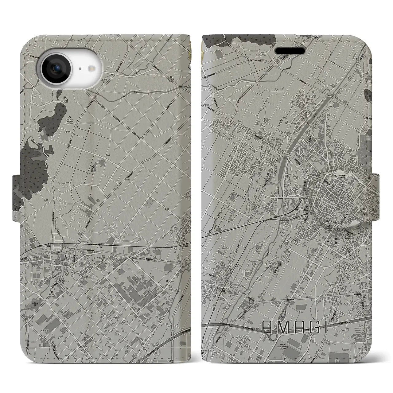 【甘木(福岡県)】地図柄iPhoneケース(手帳タイプ)