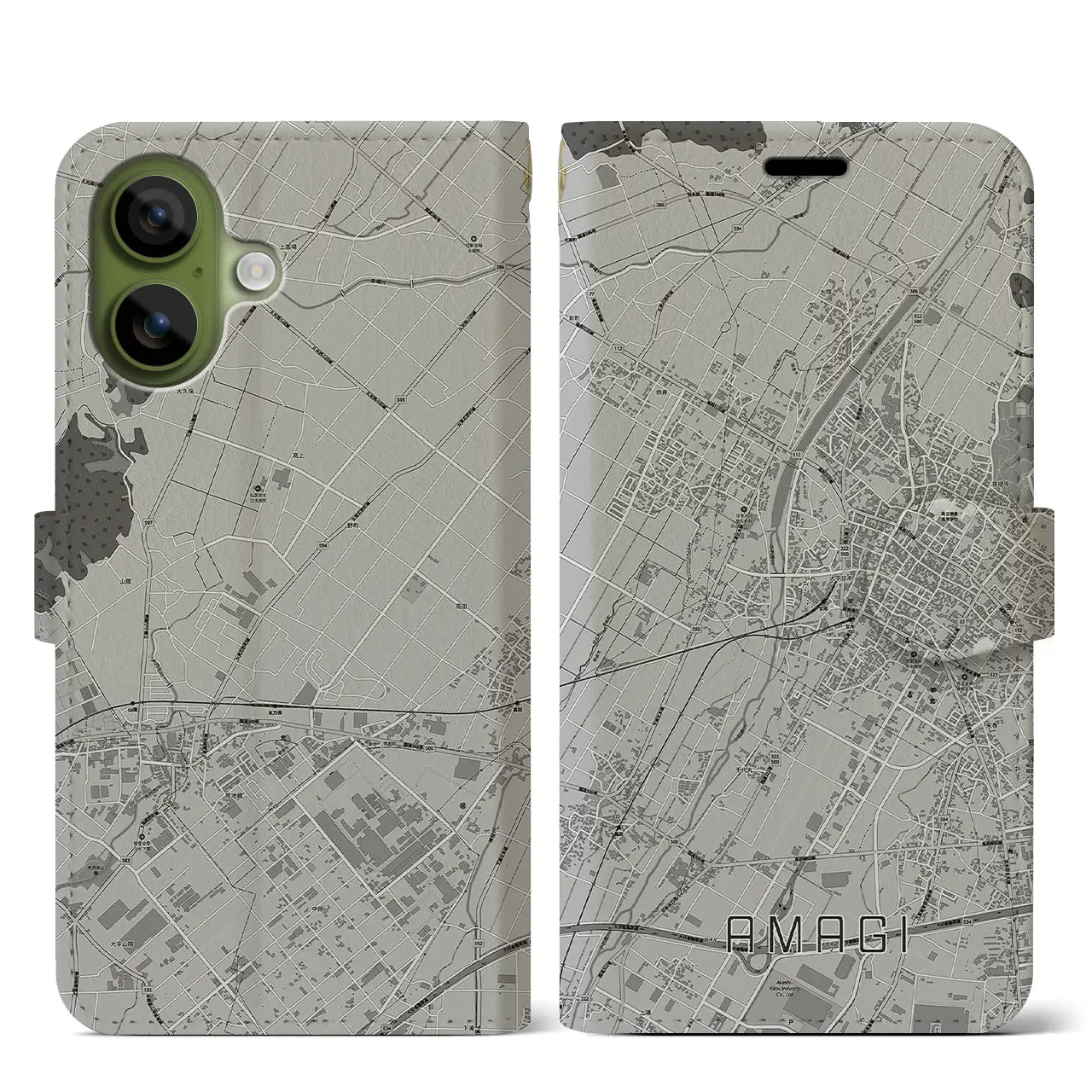 【甘木(福岡県)】地図柄iPhoneケース(手帳タイプ)