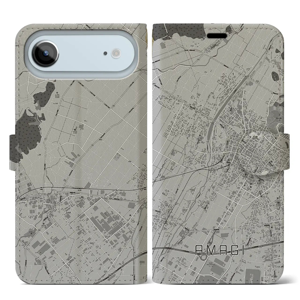 【甘木(福岡県)】地図柄iPhoneケース(手帳タイプ)