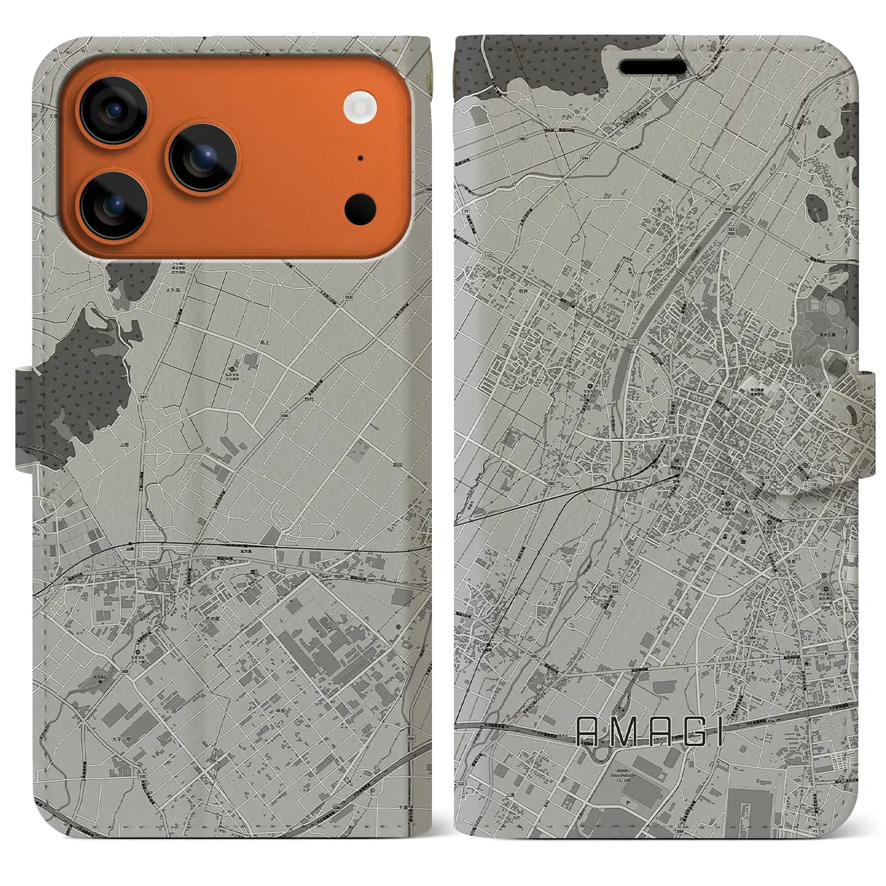 【甘木(福岡県)】地図柄iPhoneケース(手帳タイプ)